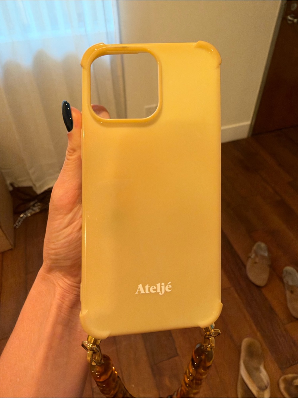 Ateljé Phone Case with Beaded Straps in Yellow
